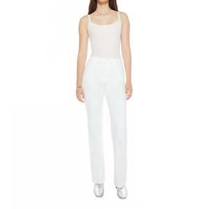 NEW MOTHER kick it straight leg jeans in white denim